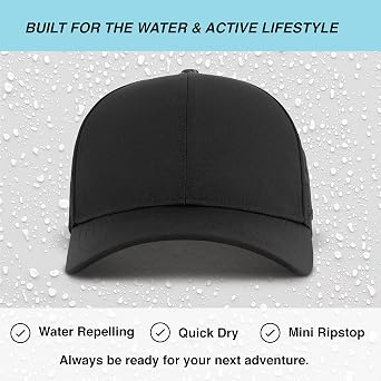 Hydro Waterproof Sports Performance Hat, Snapback Baseball Cap, Water Resistant for Everyday, Golf, One Size Fits All Unisex