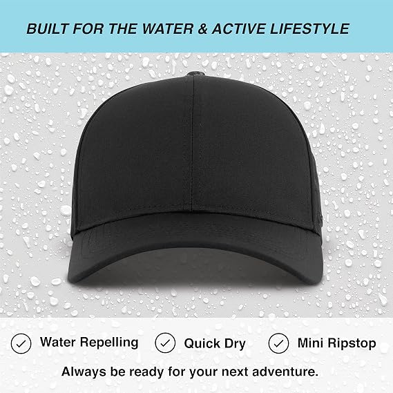 Hydro Waterproof Sports Performance Hat, Snapback Baseball Cap, Water Resistant for Everyday, Golf, One Size Fits All Unisex