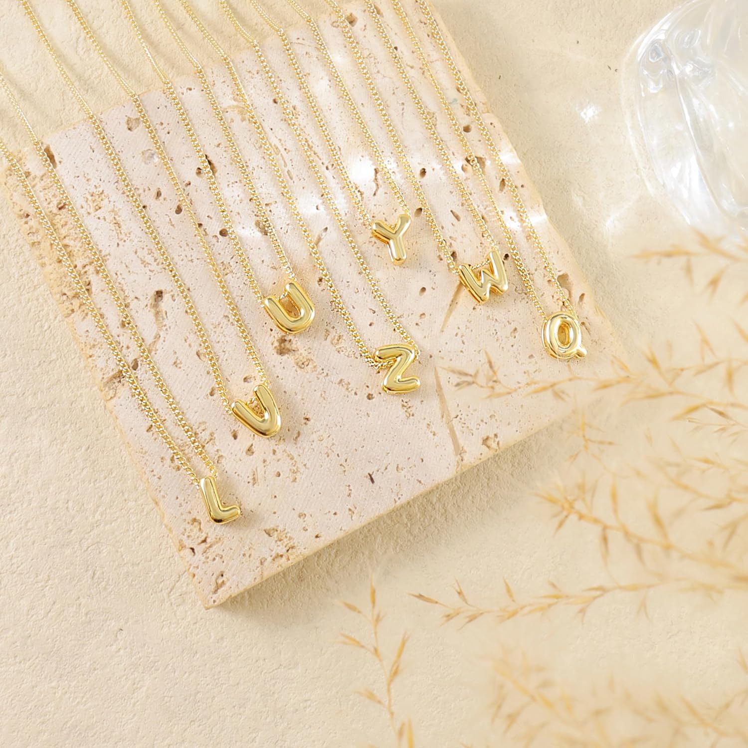 Gold Bubble Letter Necklace for Women,14K Gold Plated Initial Letter Necklace Prendant Name Necklace Dainty Charm Necklace Initial Necklaces for Women Trendy Gold Jewelry Personalized Gifts - Image 5