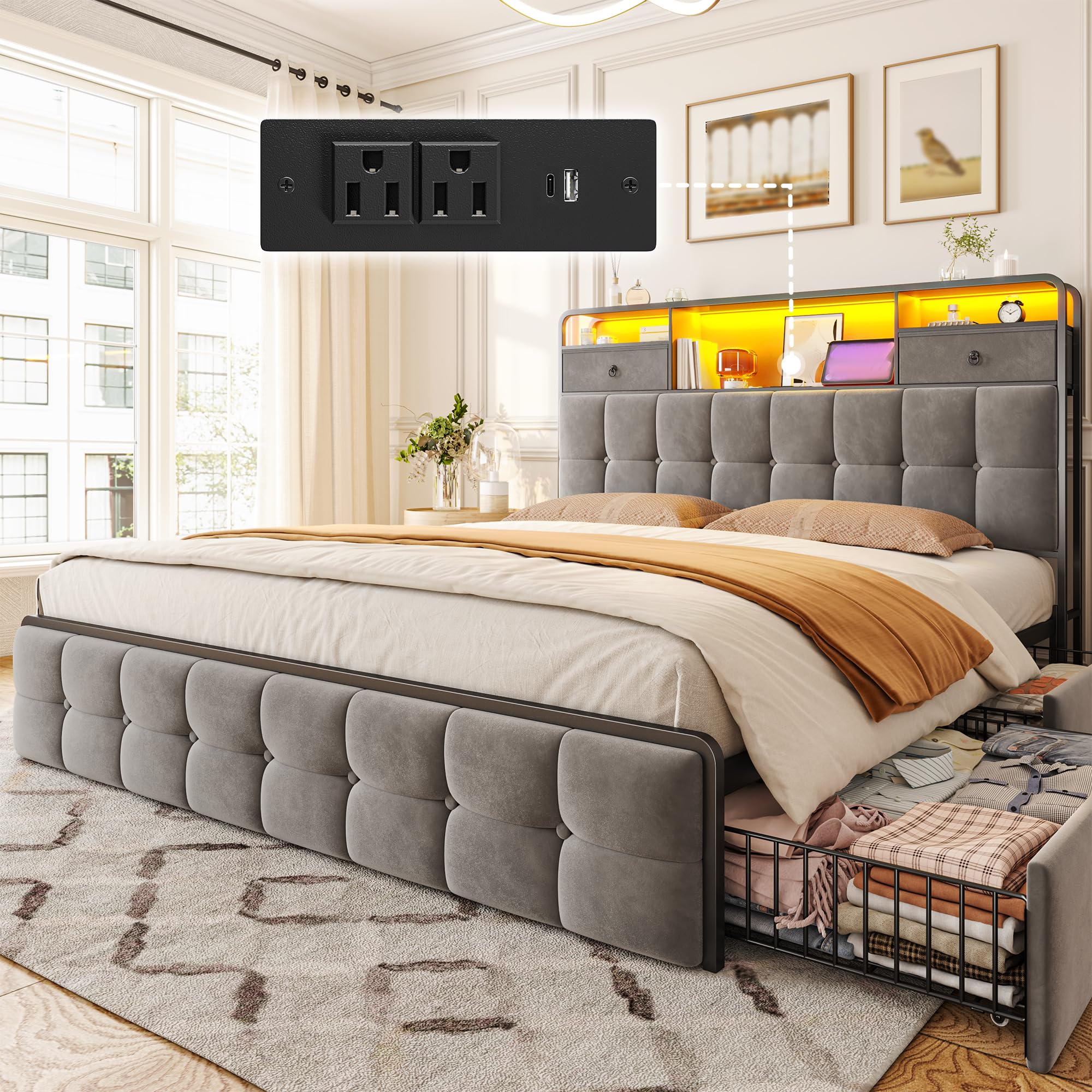EnHomee Queen Bed Frame