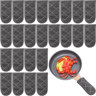 Dandat 24 Set Hot Handle Covers for Daily Replace Use Gift Pan Handle Sleeve Covers Heat Resistant Cast Iron Holder Sleeve Washable Handgrip Mitts for Christmas Kitchen Gifts Craft (Gray)