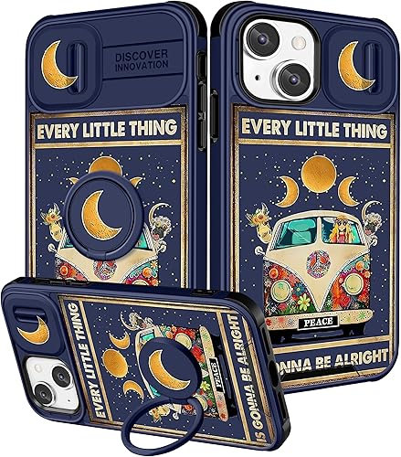 Funda 2 en 1 para iPhone 13iPhone 14 para mujer, bonita funda para teléfono para niñas, diseño femenino estético de autobús con cubierta de cámara +