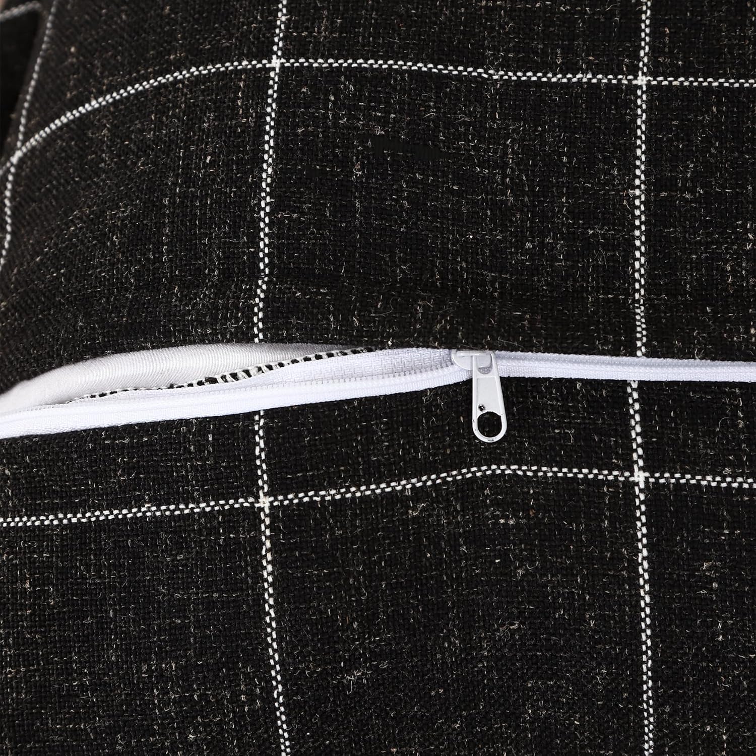 Quality Plaid Pillow Bohemian Style, Back Hidden Zipper Design More Like an Envelope, Linen Pillowcase, Each Pack of 2 Pillowcase Pillows Hand-Pressed Craft Black - Image 5