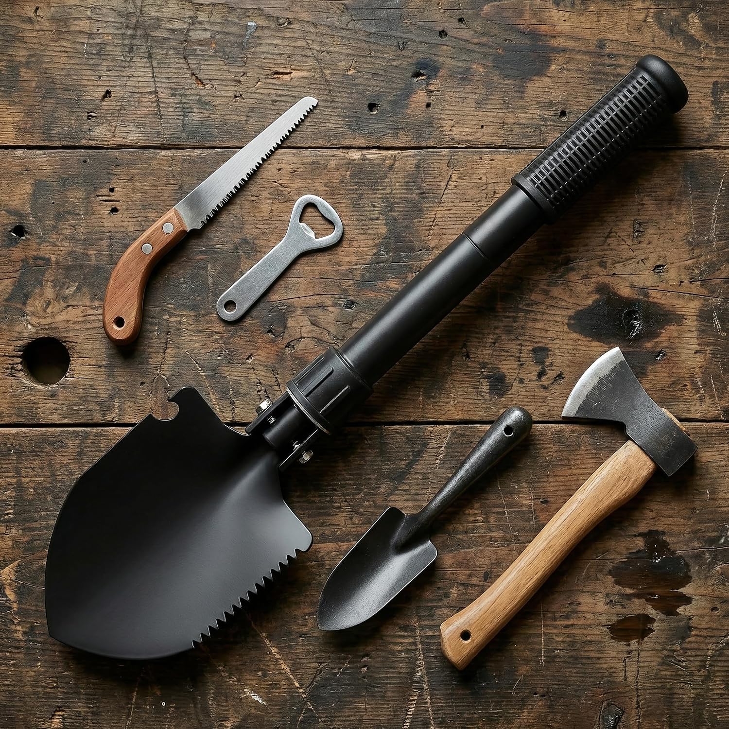 Heavy Duty Mini Camping Shovel – 16" Portable Folding Shovel with Curved D-Handle, Collapsible Trenching Shovel for Gardening, Digging, Beach & Car – Small Garden Shovel for Outdoor Use