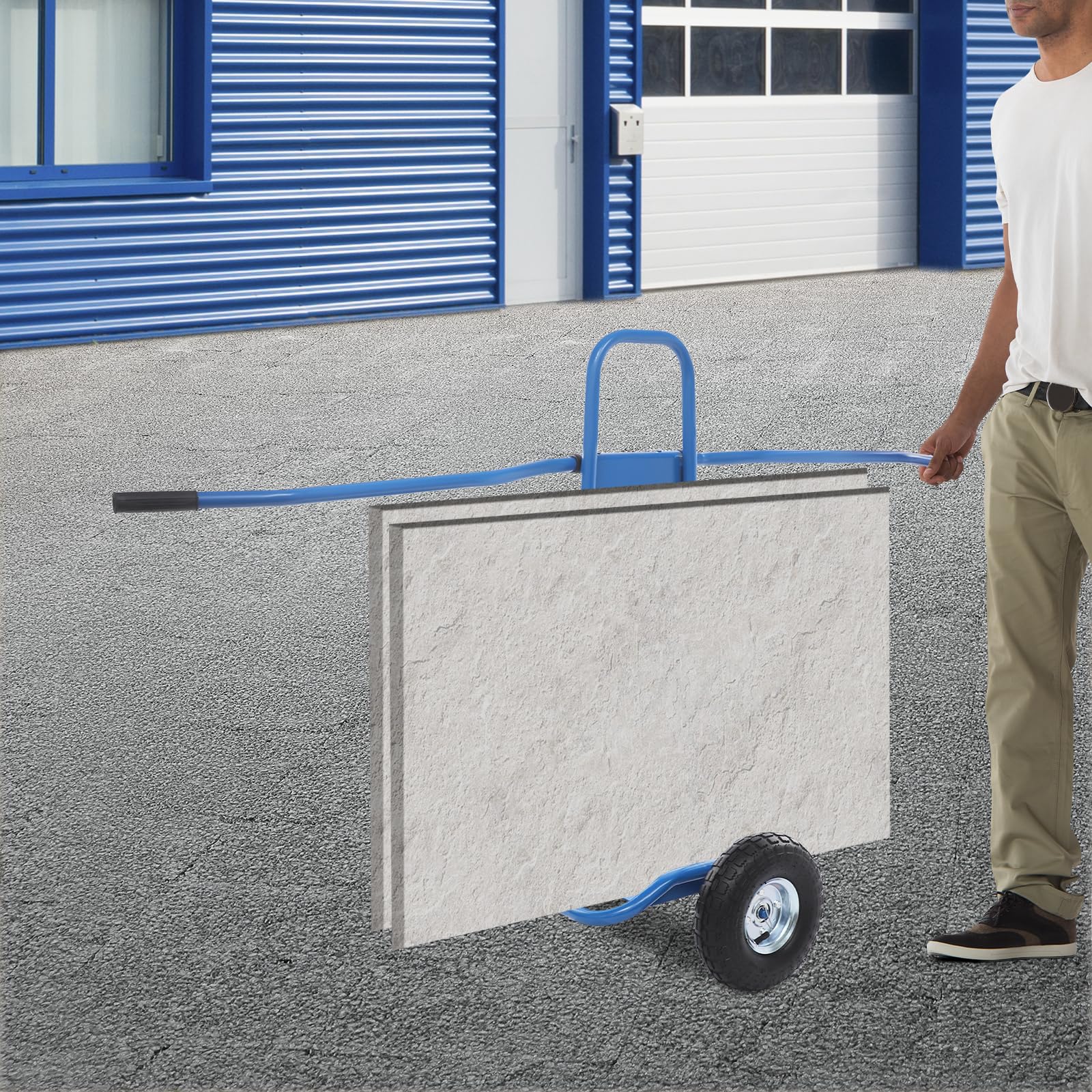 Plattenwagen – Tragfähigkeit 220 kg, Platten Transportwagen, Schwerlast Plattentransportwagen für Rigips, Sperrholz, Glasplatten (Blau)