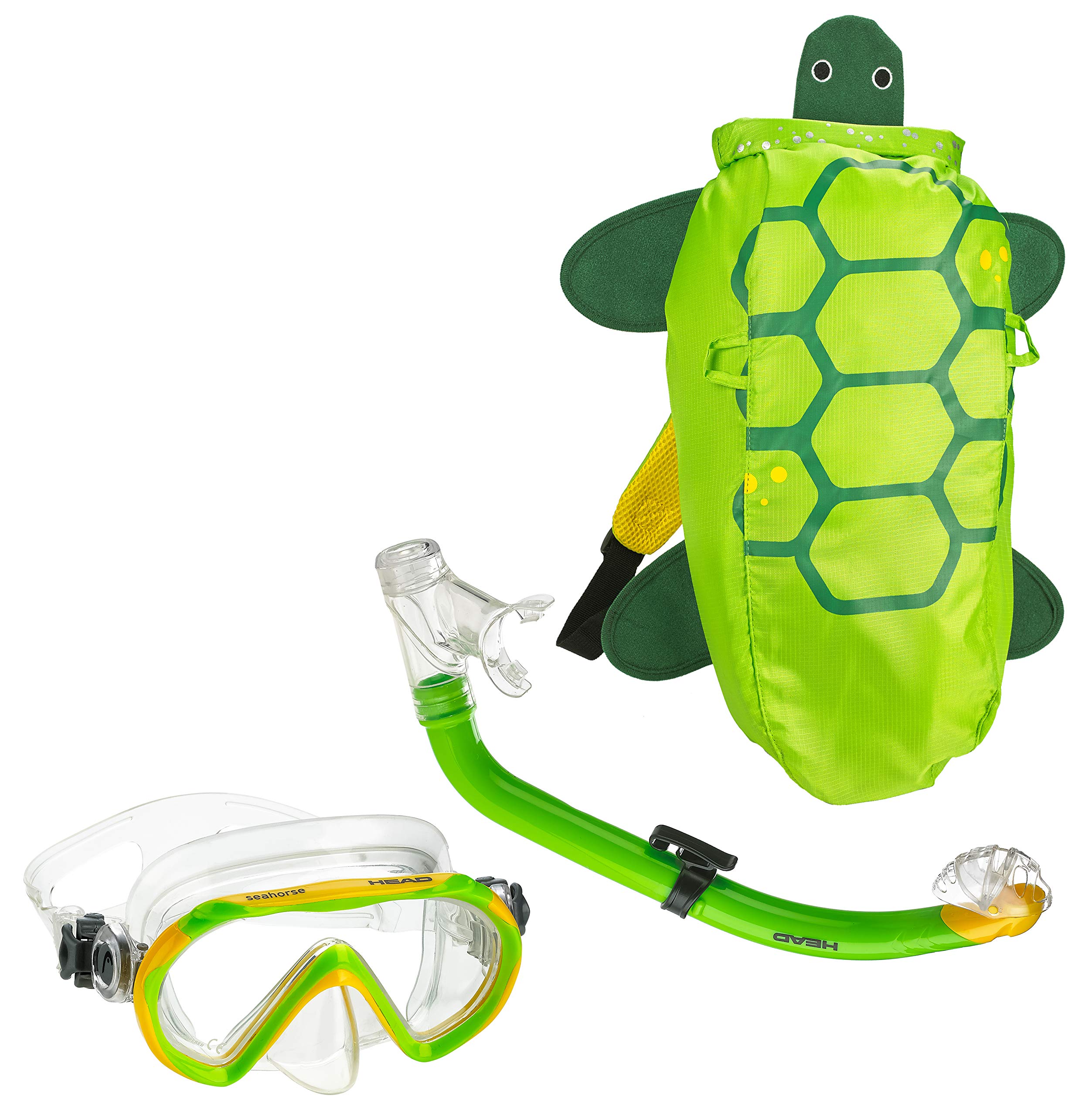 HEAD Italian Collection Premium Youth Sea Pals Character Kids Mask Snorkel Set, Junior Snorkeling Gear - Ultra-Clear Tempered Glass Lens Snorkeling Set