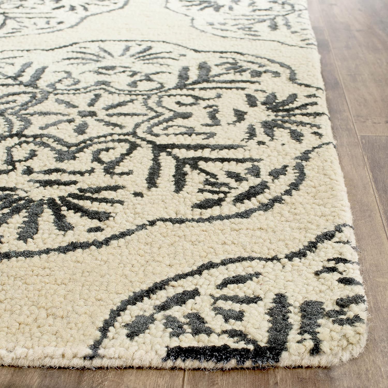 SAFAVIEH Bella Collection 3' x 5' Ivory/Charcoal BEL711D Handmade Premium Wool Area Rug