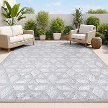 JONATHAN Y Neutral Geometric Indoor Outdoor Area Rug 8X10 Light Gray, Talaia for Backyard, Patio, Porch, Easy-Cleaning, High Traffic, Pet-Friendly, Non-Shedding IBZ102C-8