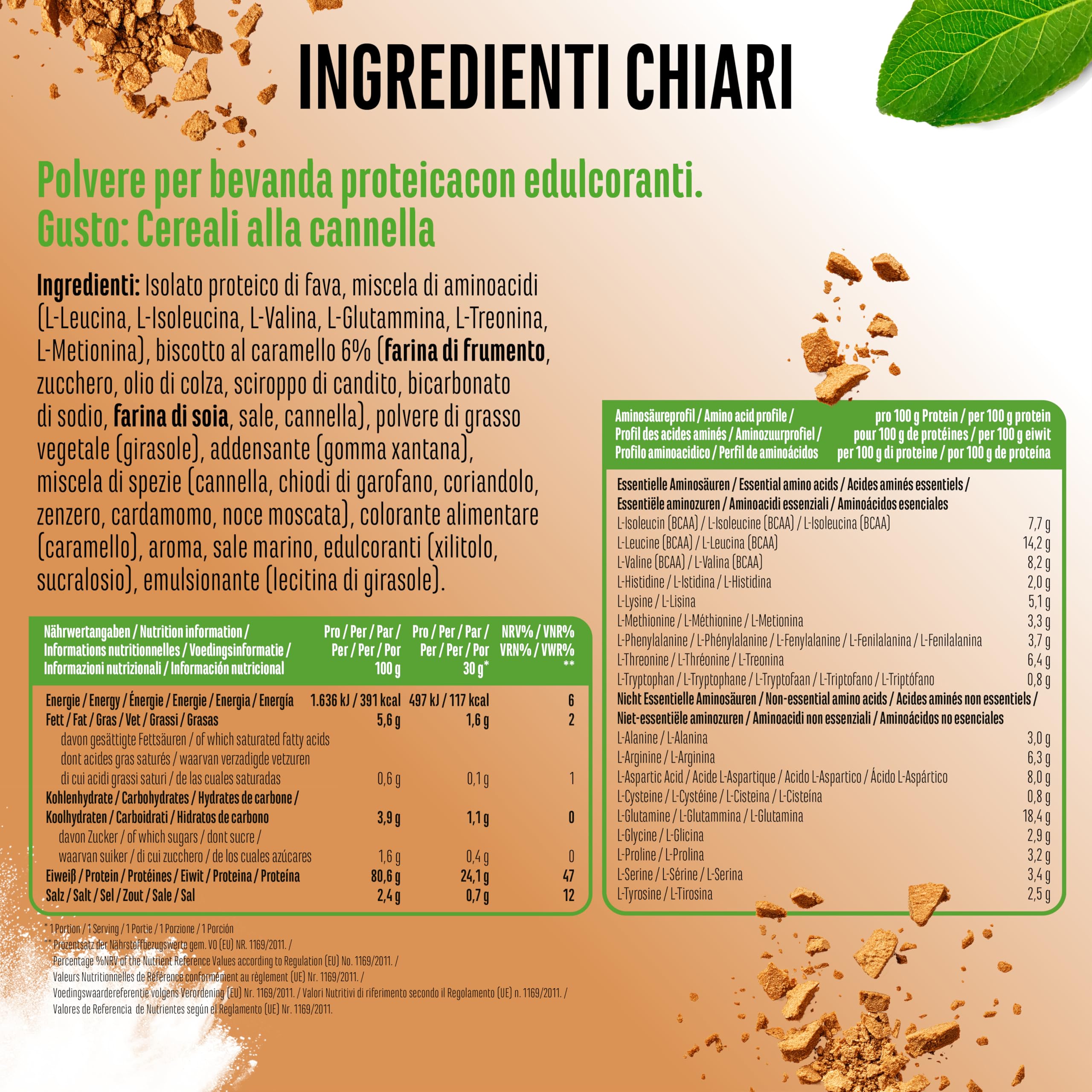 Yummy Vegan Protein Biscuit Caramel con pezzi – Frullato proteico vegetale con 24,1 g di proteine per porzione da isolato di fave con BCAA e amminoacidi – Consistenza cremosa e gusto delizioso – 908 g