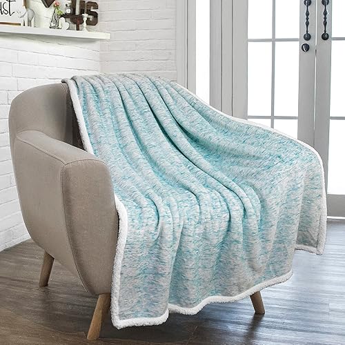 PAVILIA Melange Manta de sherpa suave, esponjosa, de vellón de microfibra para sofá y sillón, cálida y mullida, de lujo, moderna, 50 x 60 pulgadas,
