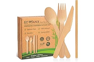 220-Piece Splinter-Free Compostable Wood Cutlery Kit