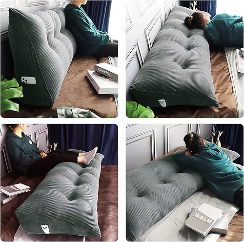 Miniatura 3 de WOWMAX - Almohada triangular para posicionamiento corporal, almohada de lectura, grande, para cabecera, soporte de espalda, cojín lumbar con funda