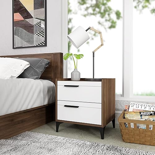Miniatura 1 de Galano Lilay - Mesita de noche con 2 cajones, mesita de noche, mesa auxiliar, mesa auxiliar de sofá para dormitorio, 15.7 pulgadas de profundidad x