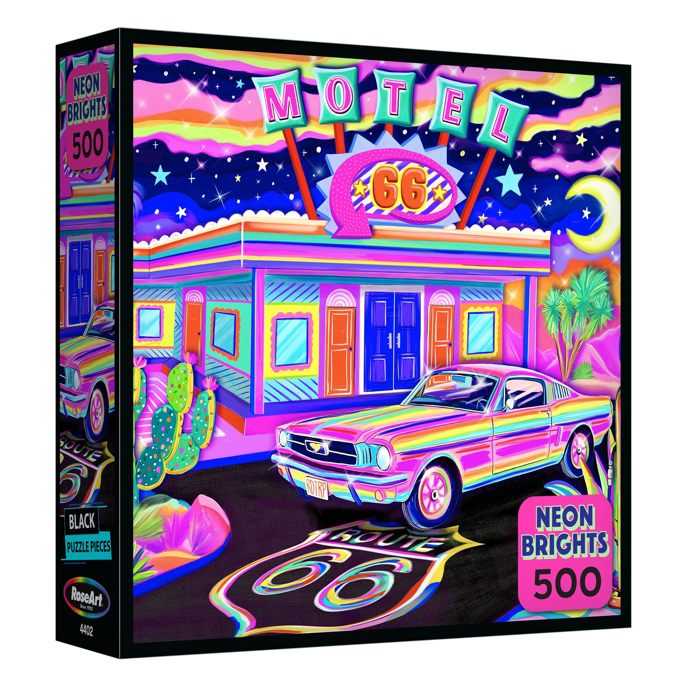 Amazon.com: RoseArt - Neon Brights - Route 66 Night - 500 Piece
