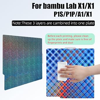 Build Plate for Bambu Lab P1S A1 P2S X1 X1E P1P 3D Printer, Spring Steel Flexible Plate for Bambu 3D Printers, 257x257mm, Smooth Skynet +Smooth Star