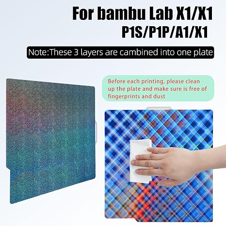 Build Plate for Bambu Lab P1S A1 P2S X1 X1E P1P 3D Printer, Spring Steel Flexible Plate for Bambu 3D Printers, 257x257mm, Smooth Skynet +Smooth Star