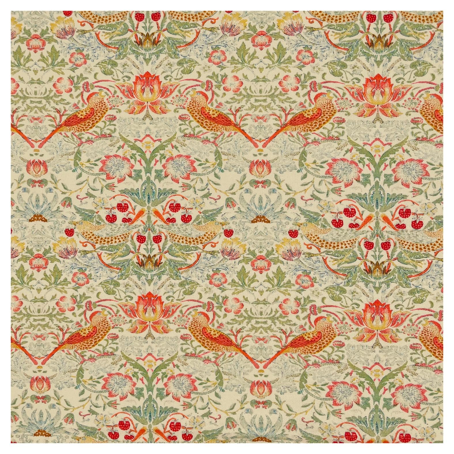 TheFabricTrade 100% Cotton Fabric Digital Printed Material William Morris Strawberry Thief Linen Classic Design - Ideal for Arts & Crafts, Sewing, Quilting - 15 Metre (1500cm x 140cm)