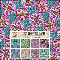 Vista 11 de Paquete de papel para decoupage (24 hojas 15x15 cm) Rosa Meadow de Amapolas # Papel vintage con patrón estilizado para decoupage, manualidades