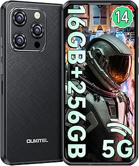 – OUKITEL WP52 Rugged Phone Android 14-6.6Inch 60Hz Fullview Display, 5G Smartphone with 256GB+16GB, 48MP & 8MP Waterproof Cameras, 6500 mAh Battery Face Unlocked, OTG, GPS,NFC/Black
