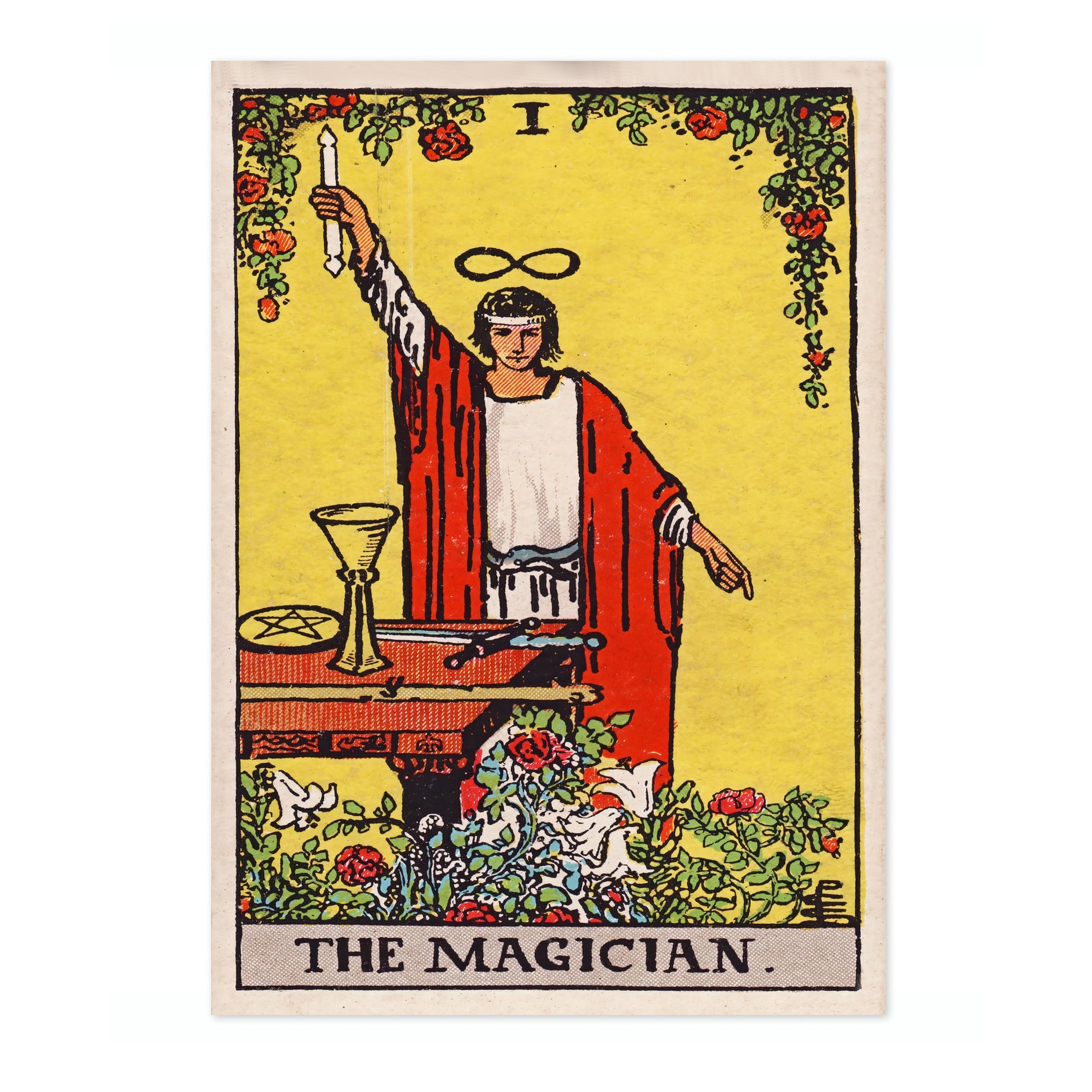 Animato The Magician Vintage Tarot Art Print, Spiritual Wall Art Poster, Retro Mystical Bedroom Home Decor, 50x70cm (Print Only) - 50x70cm โ image 1