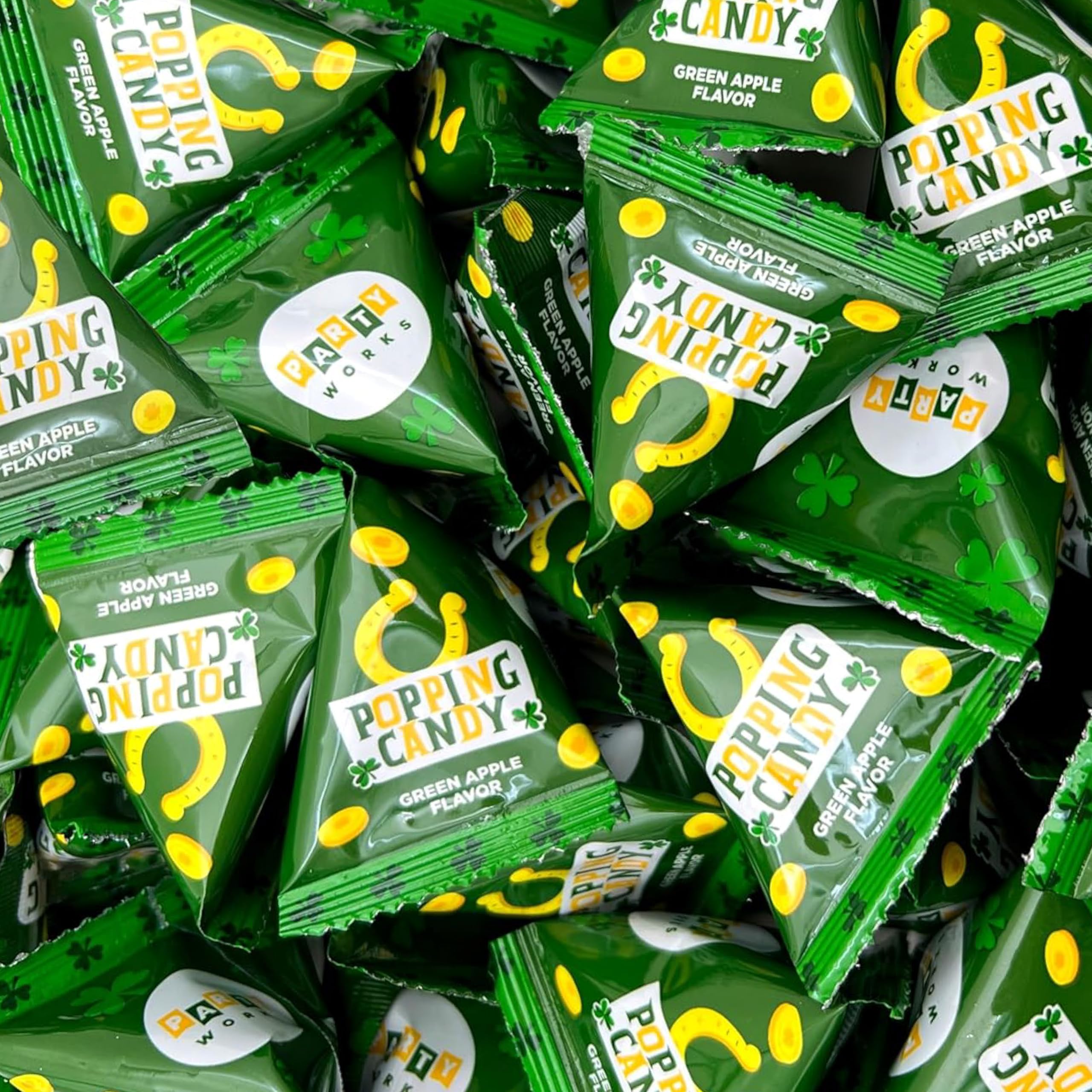 PartyWorks St. Patrick'S Day Sour Rock Candy - 40 Count Bag - Green Apple Flavor