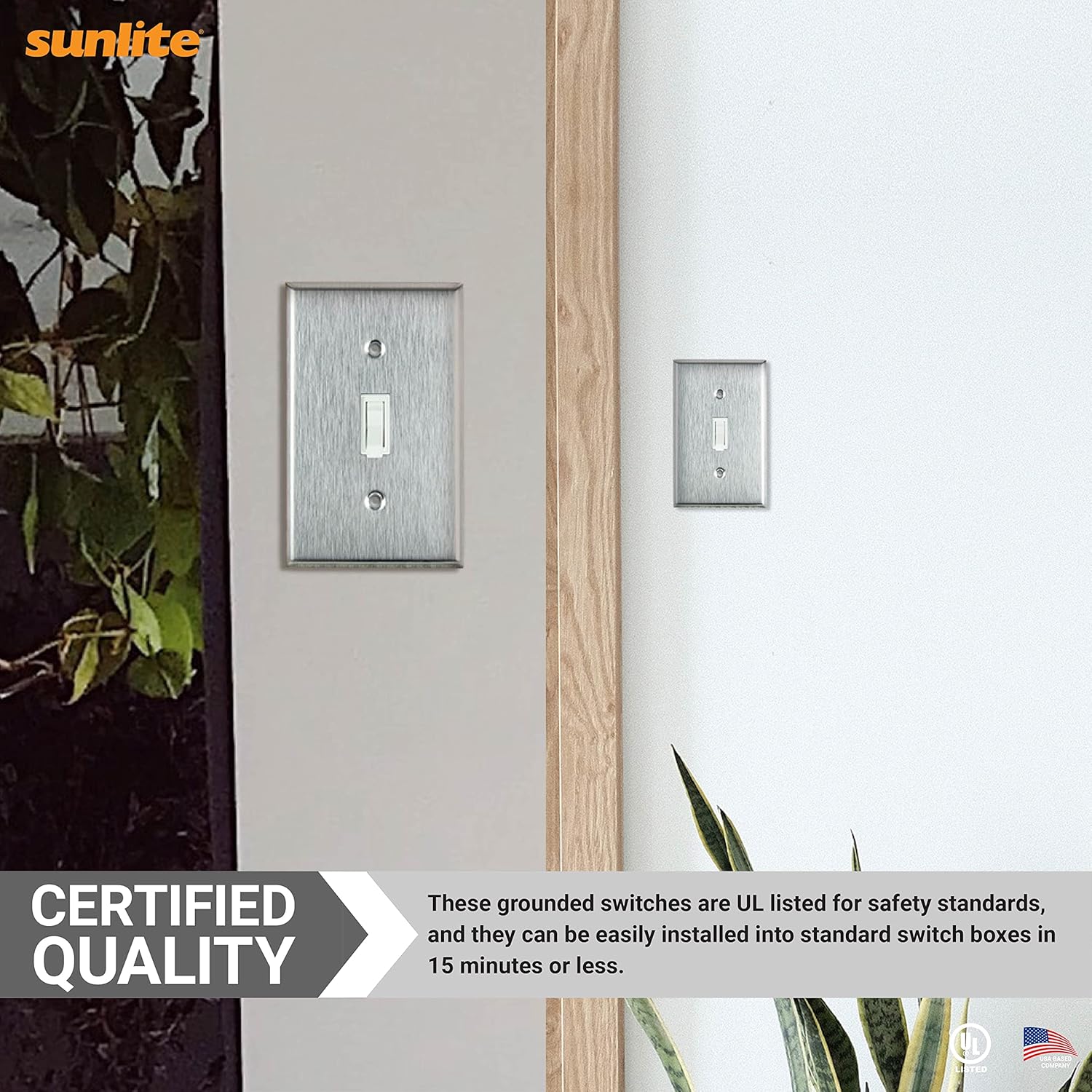 Sunlite 40869 Grounded 3-Way Toggle Wall Switch White, 15 Amp, 120 Volt, New Installs, Replacement, Commercial, Residential, UL Listed, 10 Pack