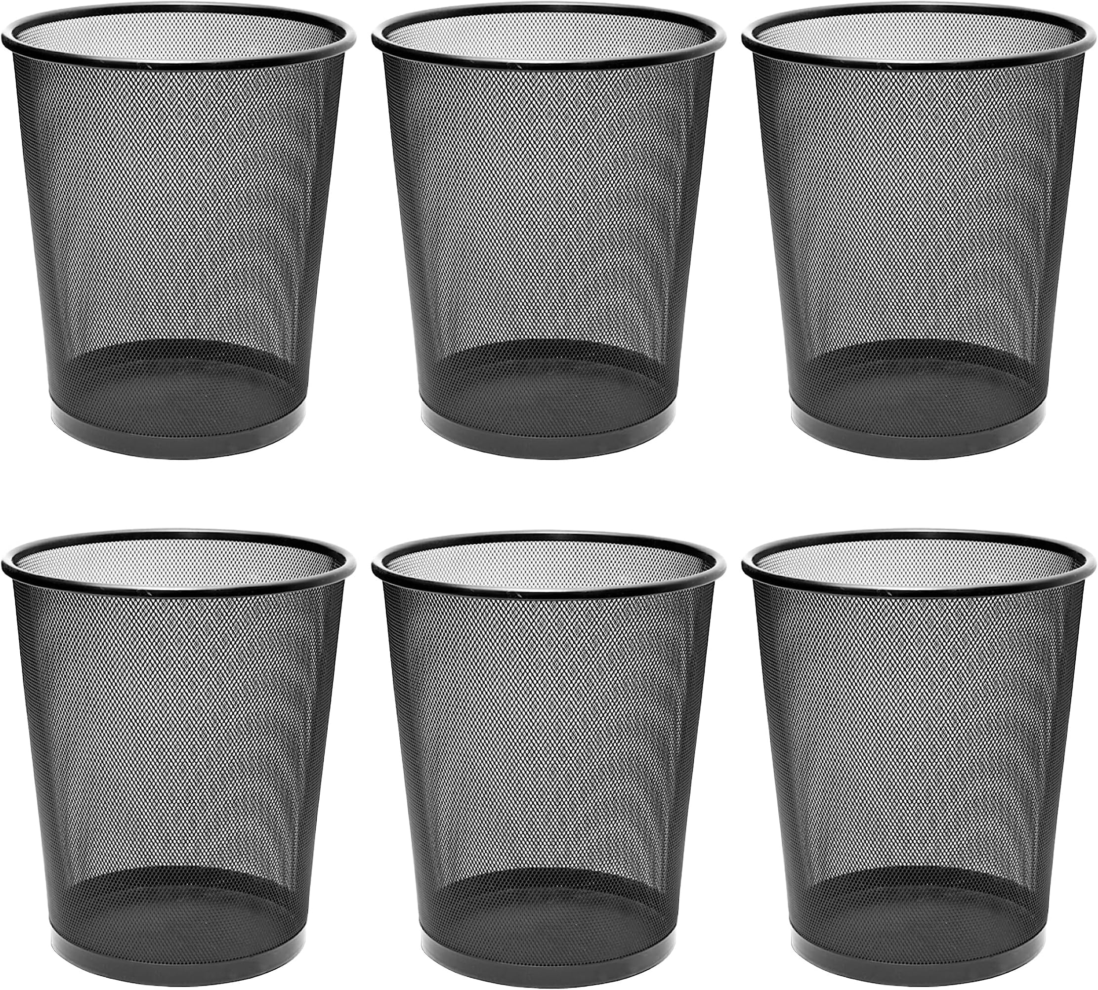 GoodWill Tech Mesh Open-Top Dustbins, Pack Of 6 (9.4L) Metal Mesh Recycling Bins Waste Basket For Home/Office/Hospital/College/School -Black