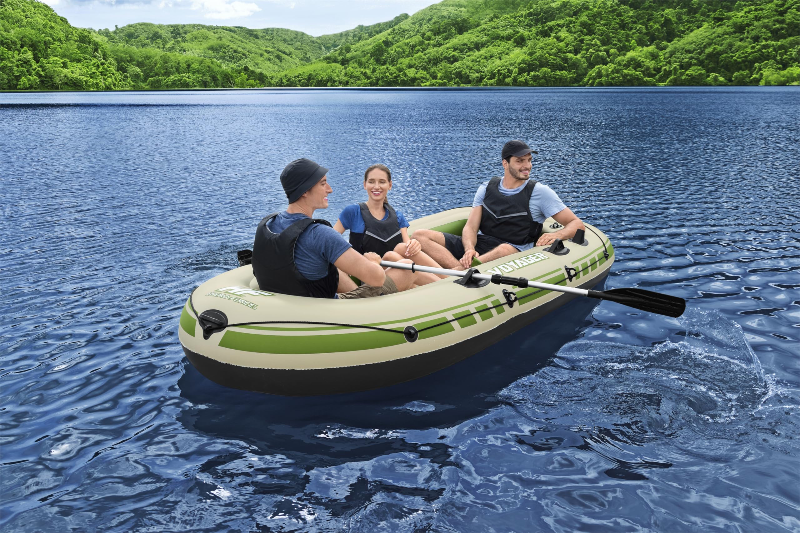 Bateau Gonflable Voyager™ X3 Set Hydro-Force™, 294 x 137 cm, 3 Adultes 360 kg, 2 pagaies, Un Sac de Transport et de Rangement et Une Pompe à air