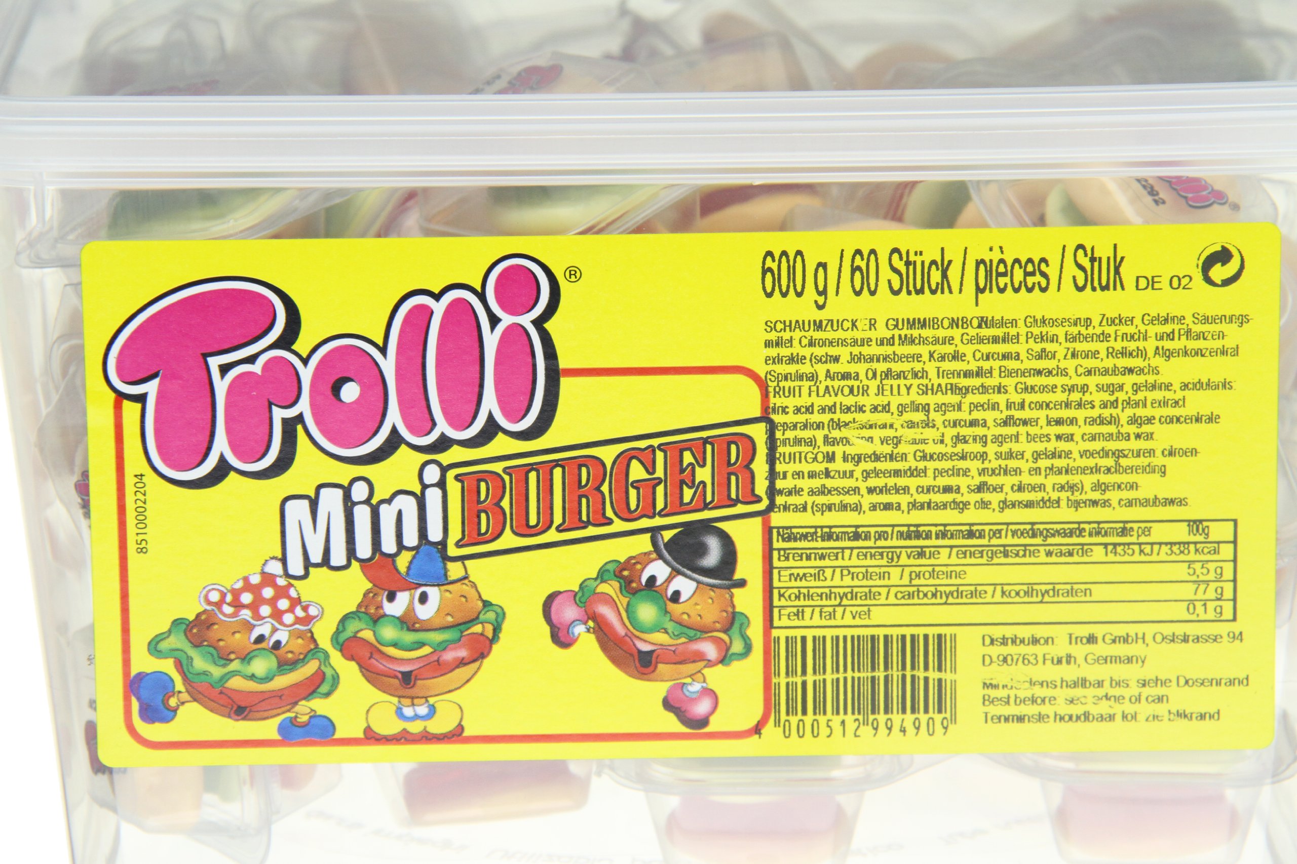 Mini Burger Bonbons Gummy Candy 60 Pièces