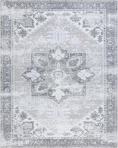 Miniatura 3 de SAFAVIEH Alfombra lavable Tucson Collection - 10 x 14 pies, salvia y marfil, antideslizante, ideal para zonas de alto tráfico en sala de estar,