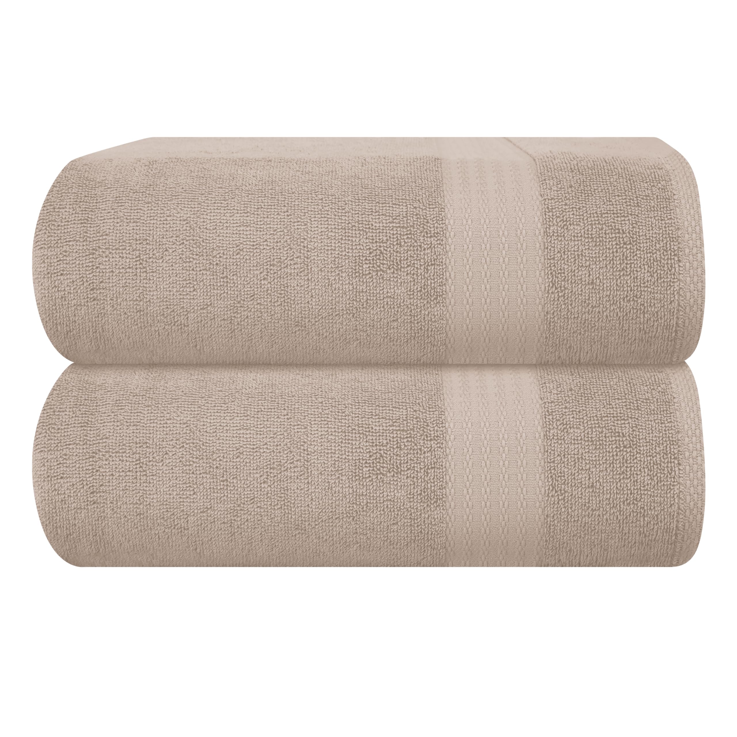 GLAMBURG Premium Cotton Oversized 2 Pack Bath Sheet 35x70-100% Pure Cotton - Ideal for Everyday use - Ultra Soft &amp; Highly Absorbent - Machine Washable – Tan