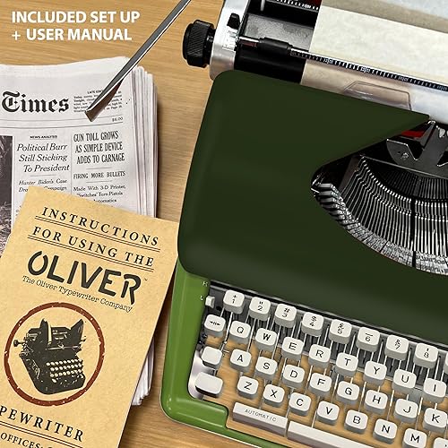 Miniatura 43 de Máquina de escribir manual atemporal, oliva Verde -Oliva