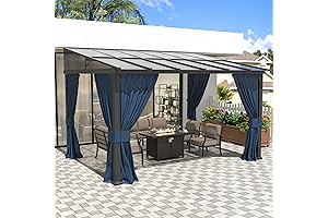 Outdoor Enclosed Patio with Sloping Roof and Double Curtains