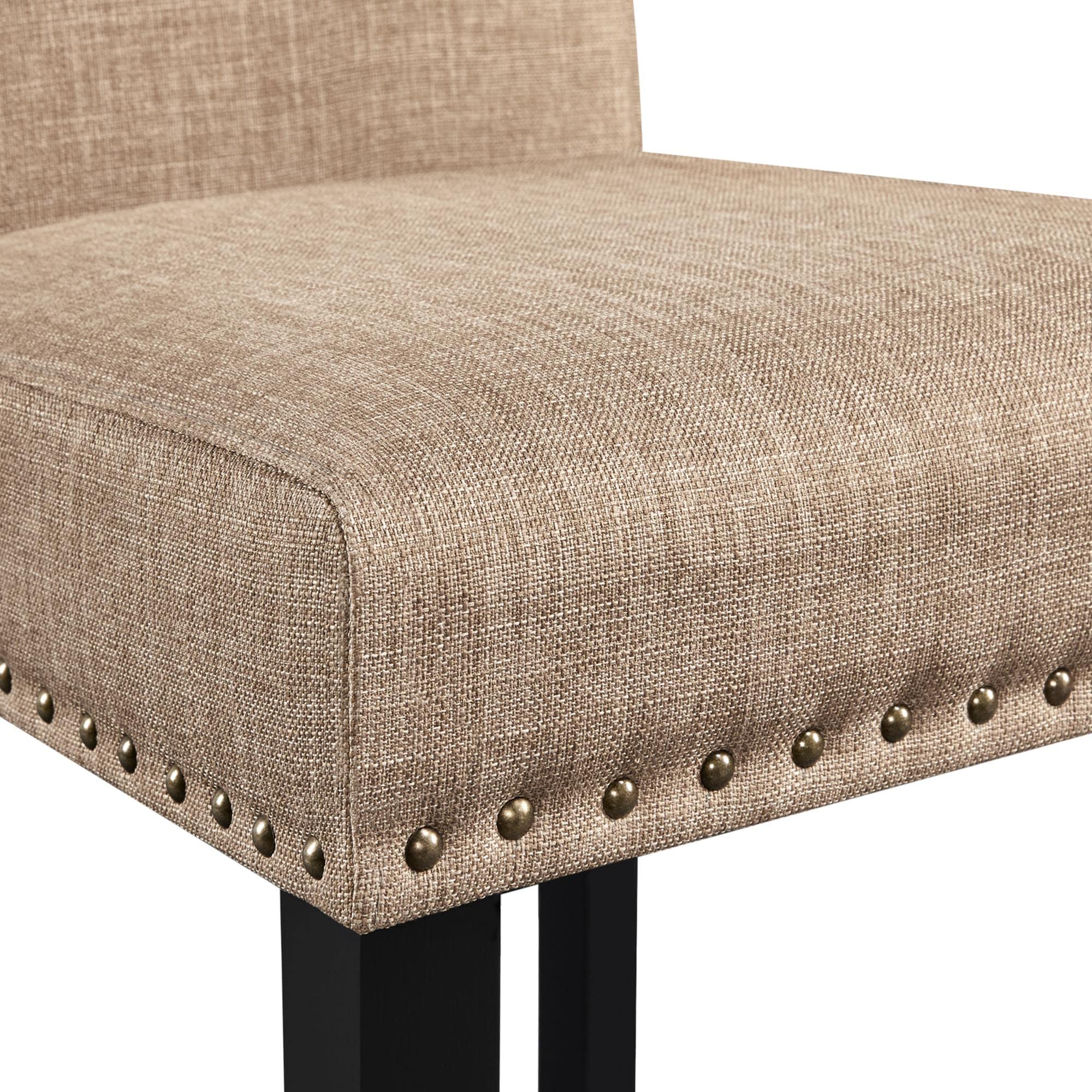 Yaheetech Esszimmerstühle 6er Set Küchenstuhl mit Hoher Rückenlehne, Khaki | Polsterstuhl bis 136 kg Belastbar, gepolsterte Sitzfläche aus Leinen, Beine aus Massivholz, für Küche und Esszimmer