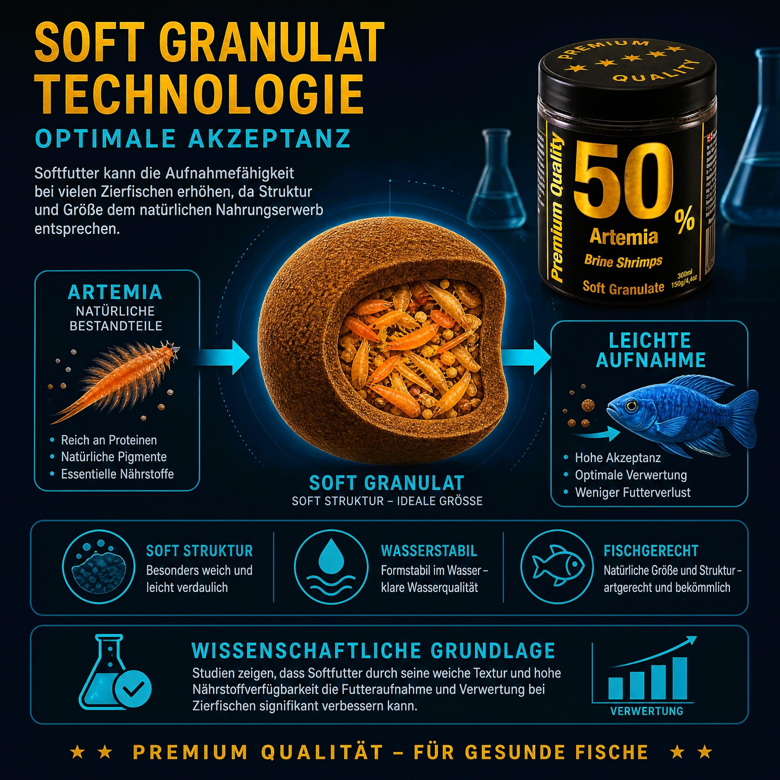 Granulé pour Discus Artemia Brine Shrimps Soft Granulés 150 g