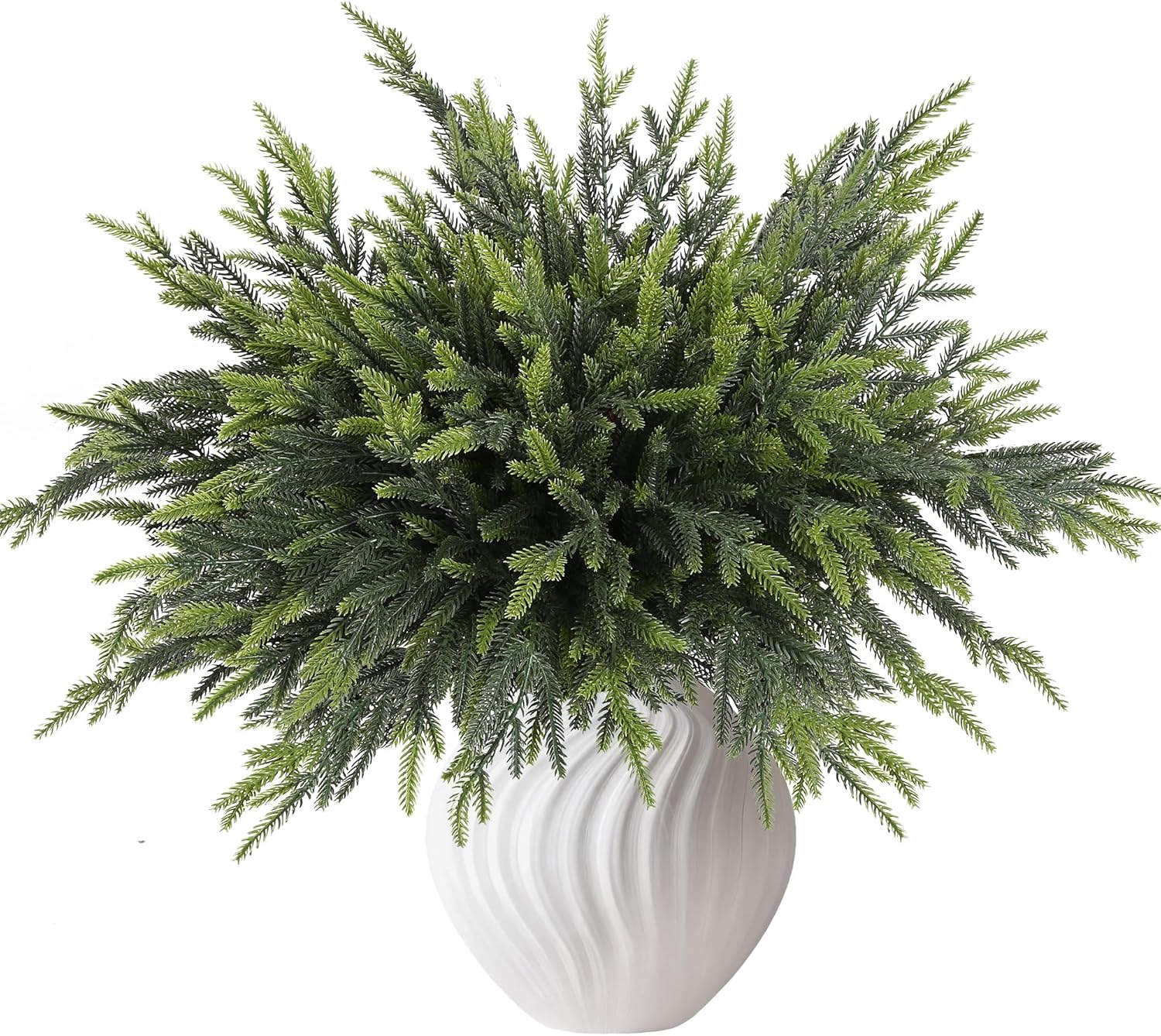 sggvecsy 12 pcs christmas norfolk pine branches 17’’ real touch artificial christmas branches faux greenery pine cedar stems for xmas home diy crafts garland indoor outdoor decor dark green