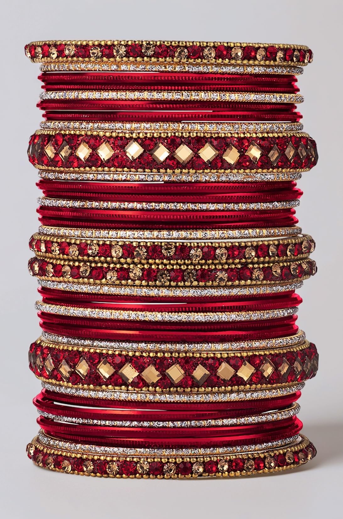 Stone Studded Chuda Metal Bangles Set Gift for Women