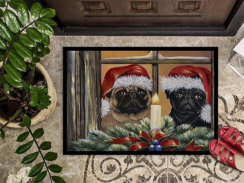 Miniatura 2 de Caroline's Treasures PPP3268MAT - Felpudo de Navidad de pug de 18 x 27 pulgadas, tapete para puerta delantera, interior y exterior, para entrada,