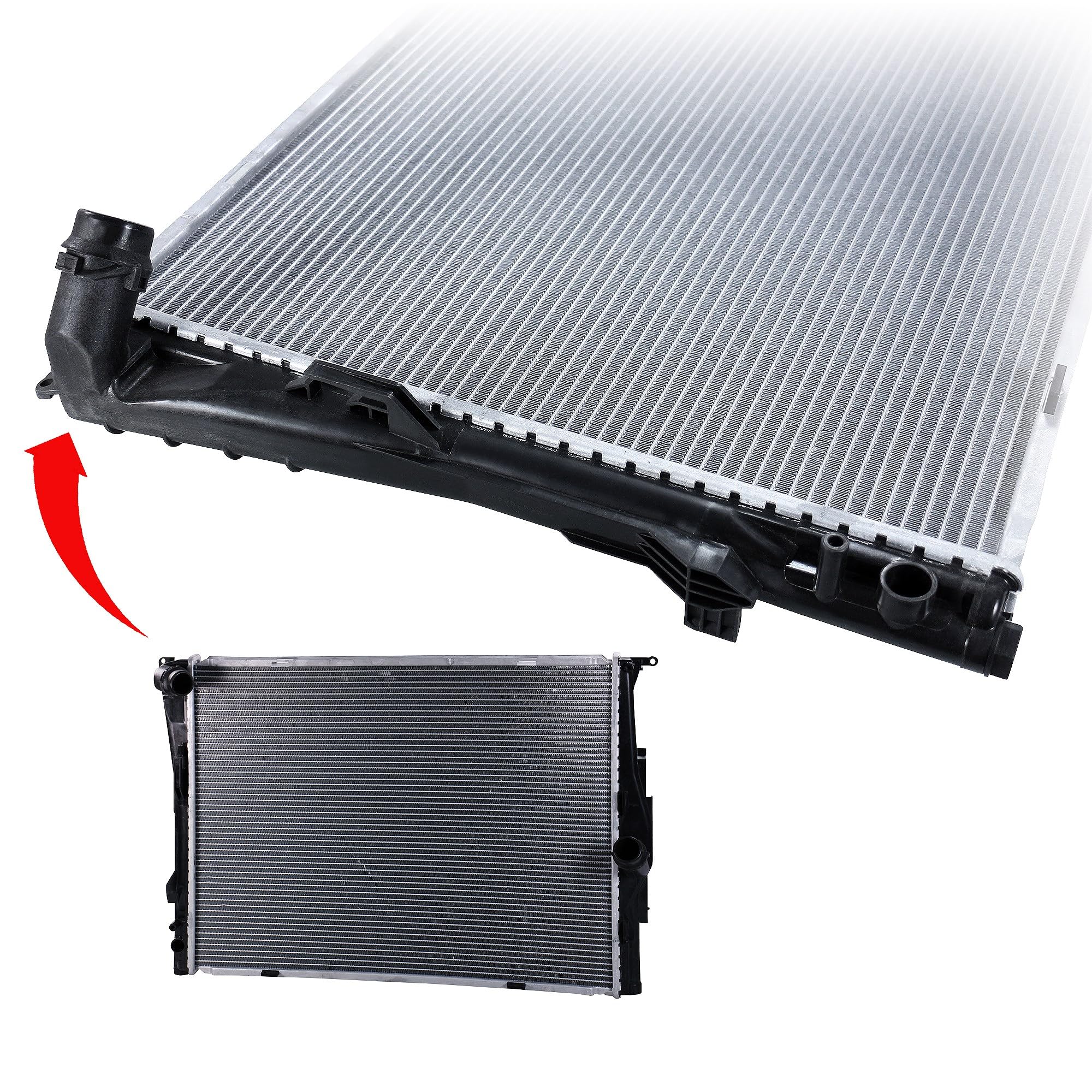 1x radiatore acqua motore per auto con cambio manuale | Compatibile con: BMW 1, 1, 1 Cabriolet, 3, 3 Touring, X1