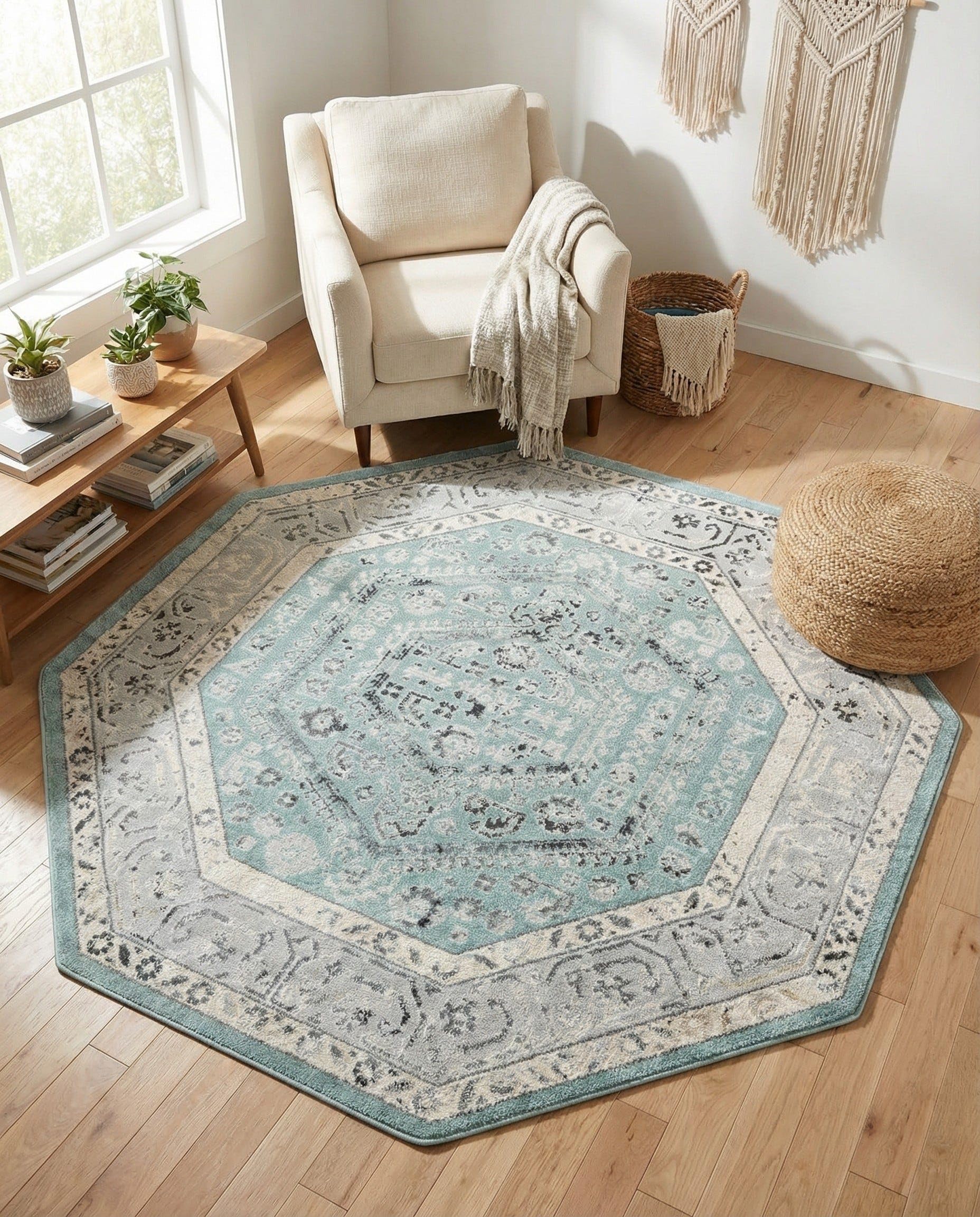 Amazon.com: Rugs.com - Aurelia Rug – 7 Ft Octagon Aqua Stain