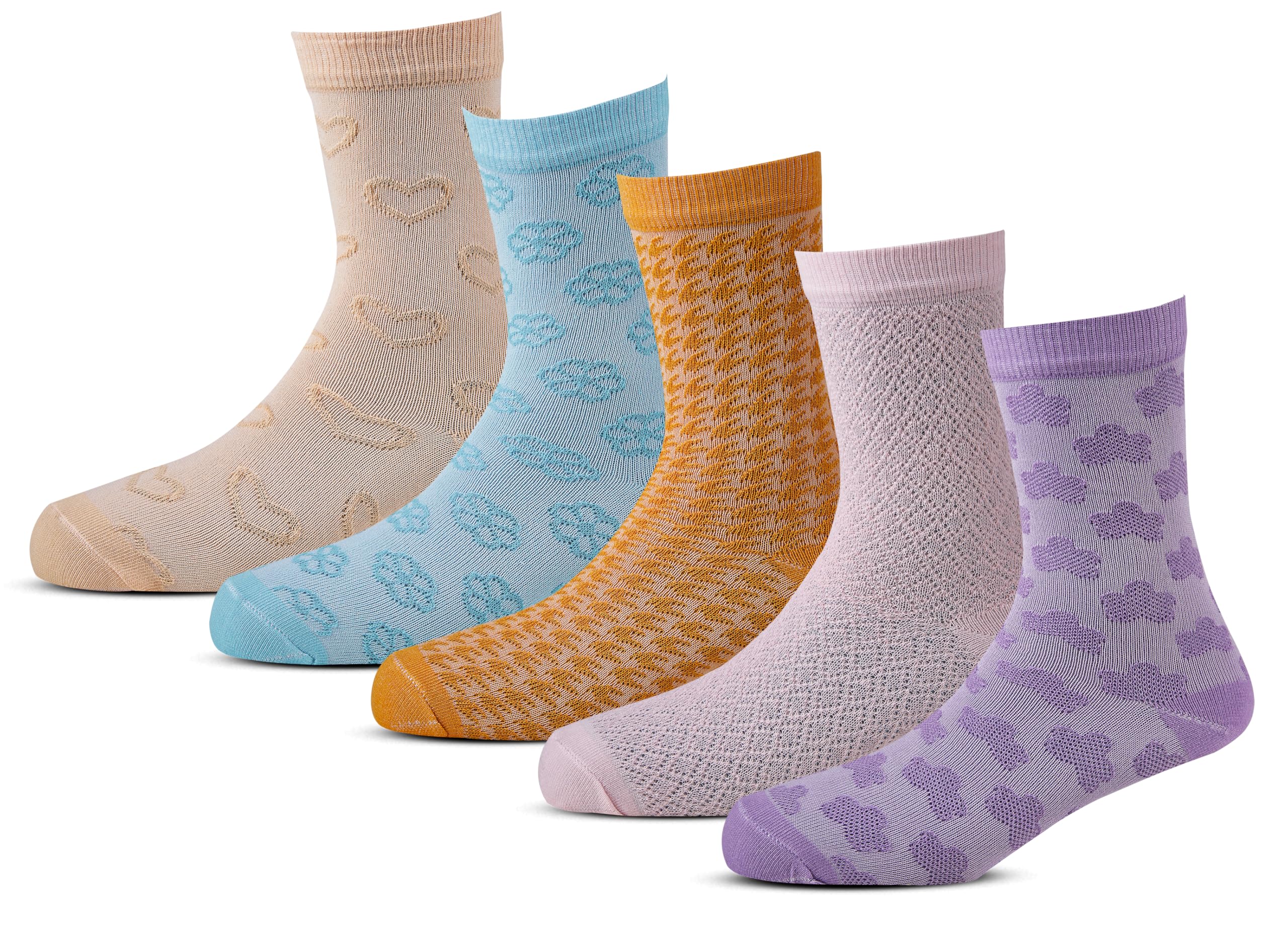 Premium Cotton Calf Length Regular Socks For Women, Anti-Odour, Soft Elastic Grip, Women Casual/Formal/Gym/Regular Wear Printed Socks, Pack of 5 Pairs,Free Size, Multicolor-image-39