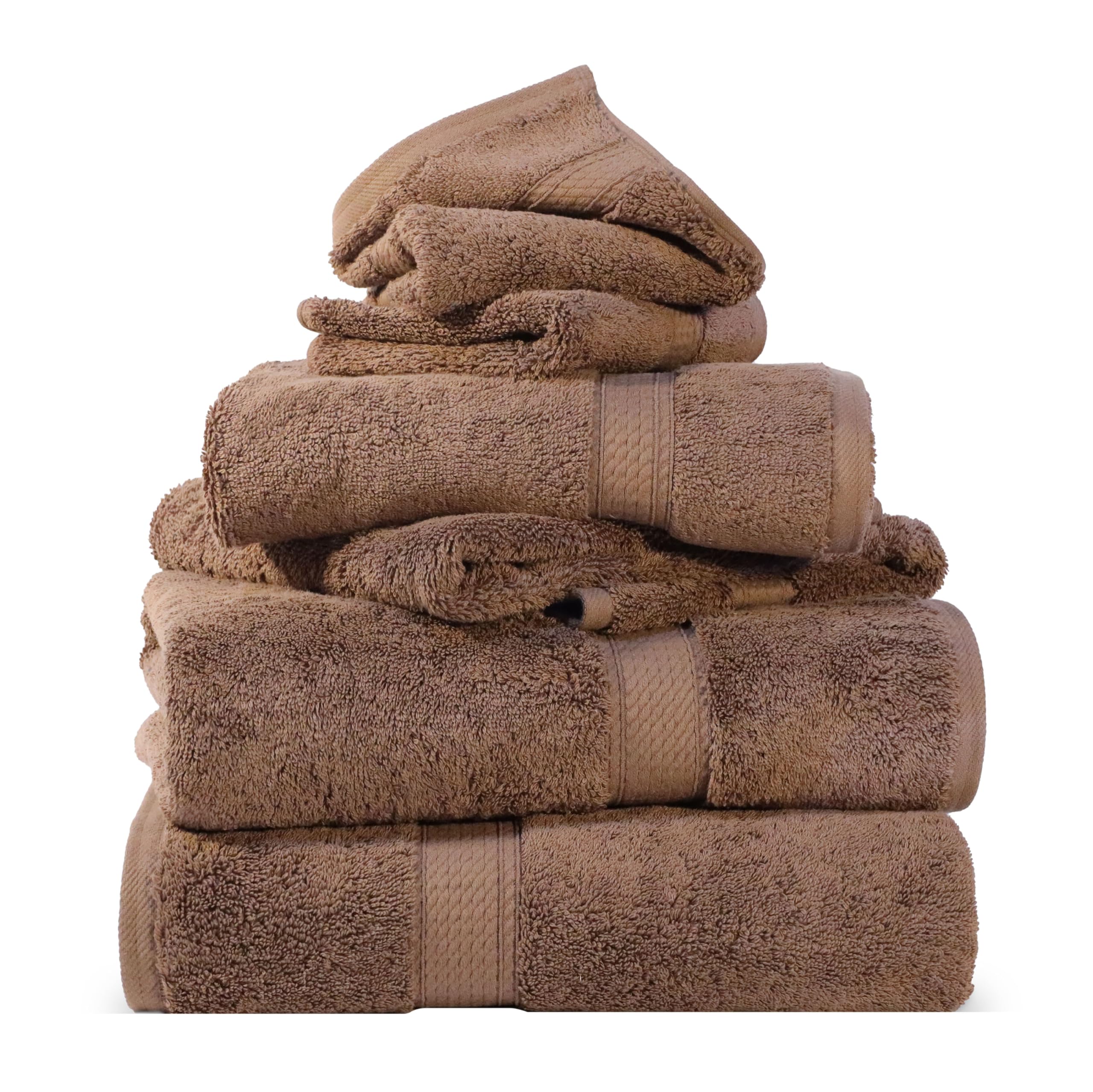 Superior Chocolate 900 Gram Long-Staple Combed Cotton 6-Piece Towel Set,