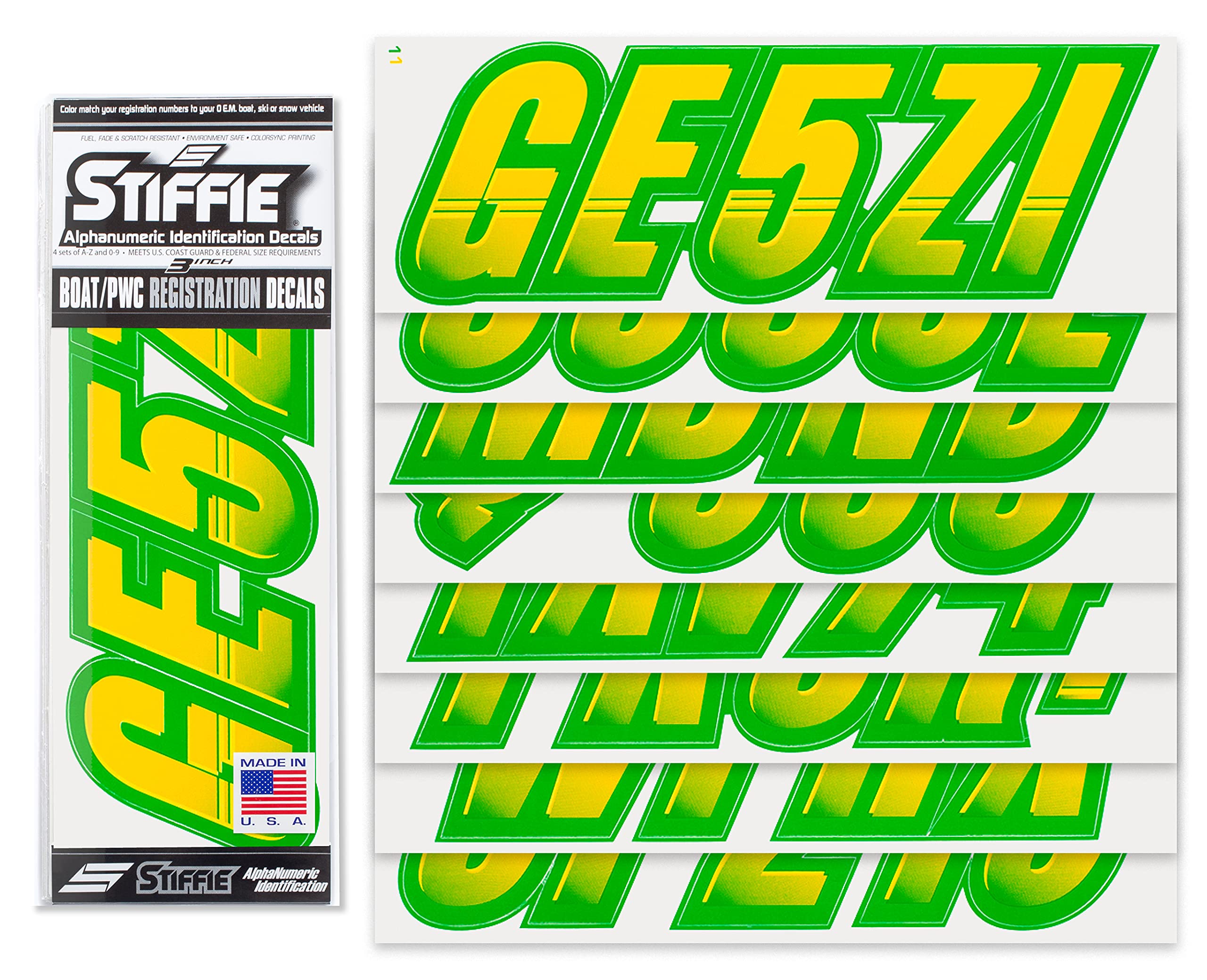 Snapklik.com : STIFFIE Techtron Yellow/Green 3 Alpha-Numeric ...