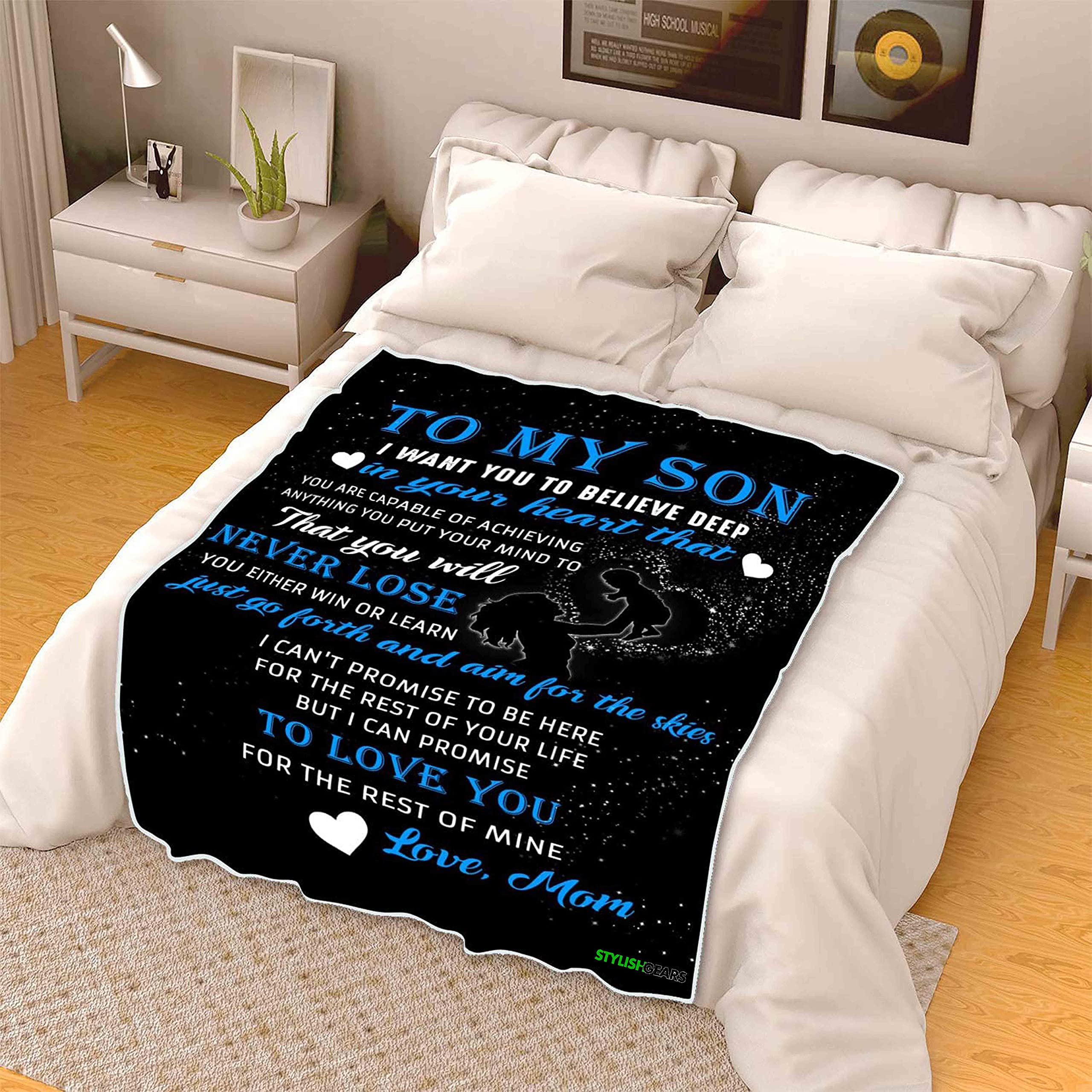to My Son Believe Deep in Your Heart, Premium Blanket, Fleece Blankets Gift for Son from Mom, Children's Day, Birthday Gifts for Son. Super Soft and Cozy Blanket