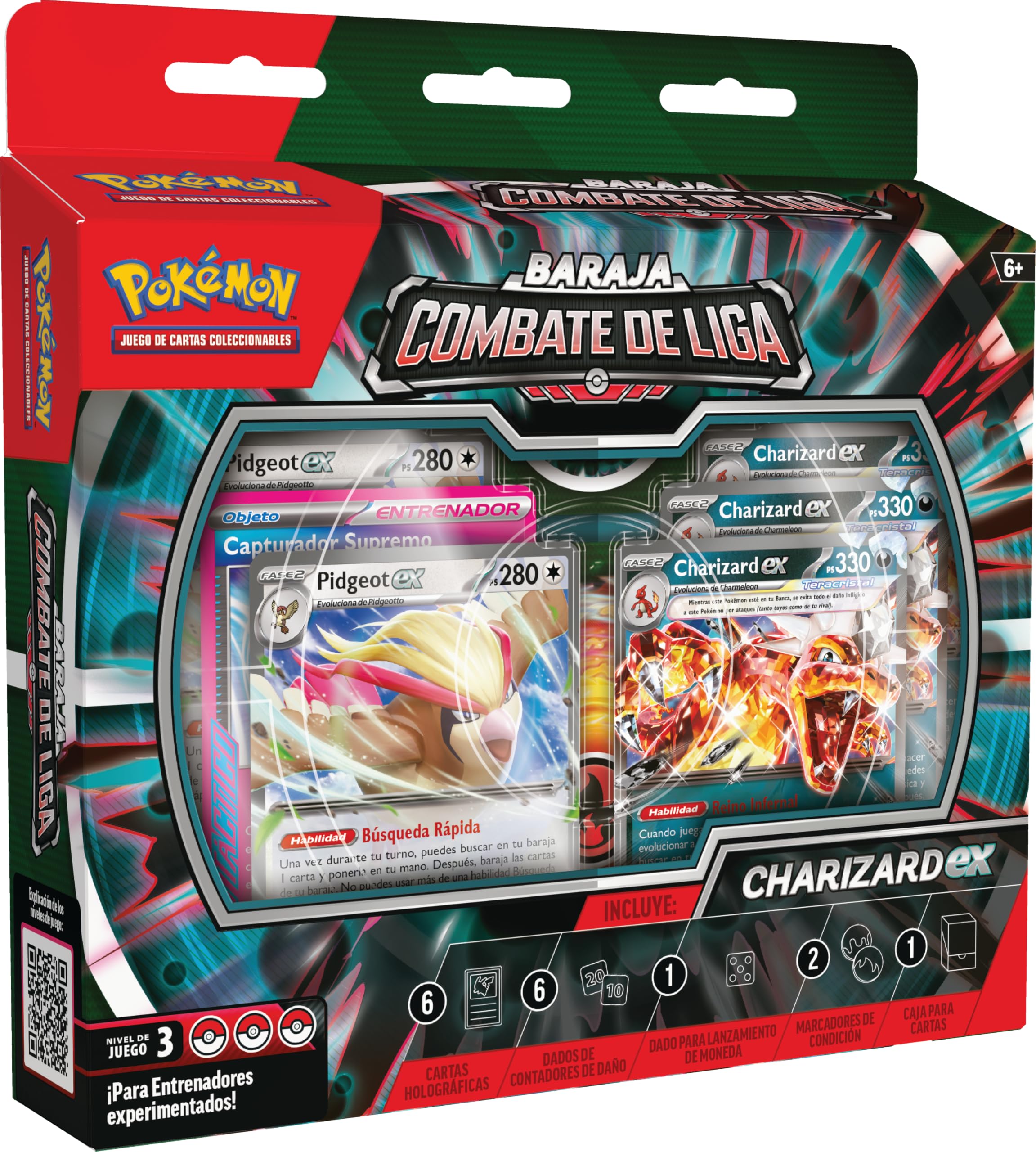 Pokémon Baraja Combate de Liga de Charizard ex de JCC Pokémon (1 baraja de 60 Cartas Lista para Jugar con Charizard y Pidgeot)
