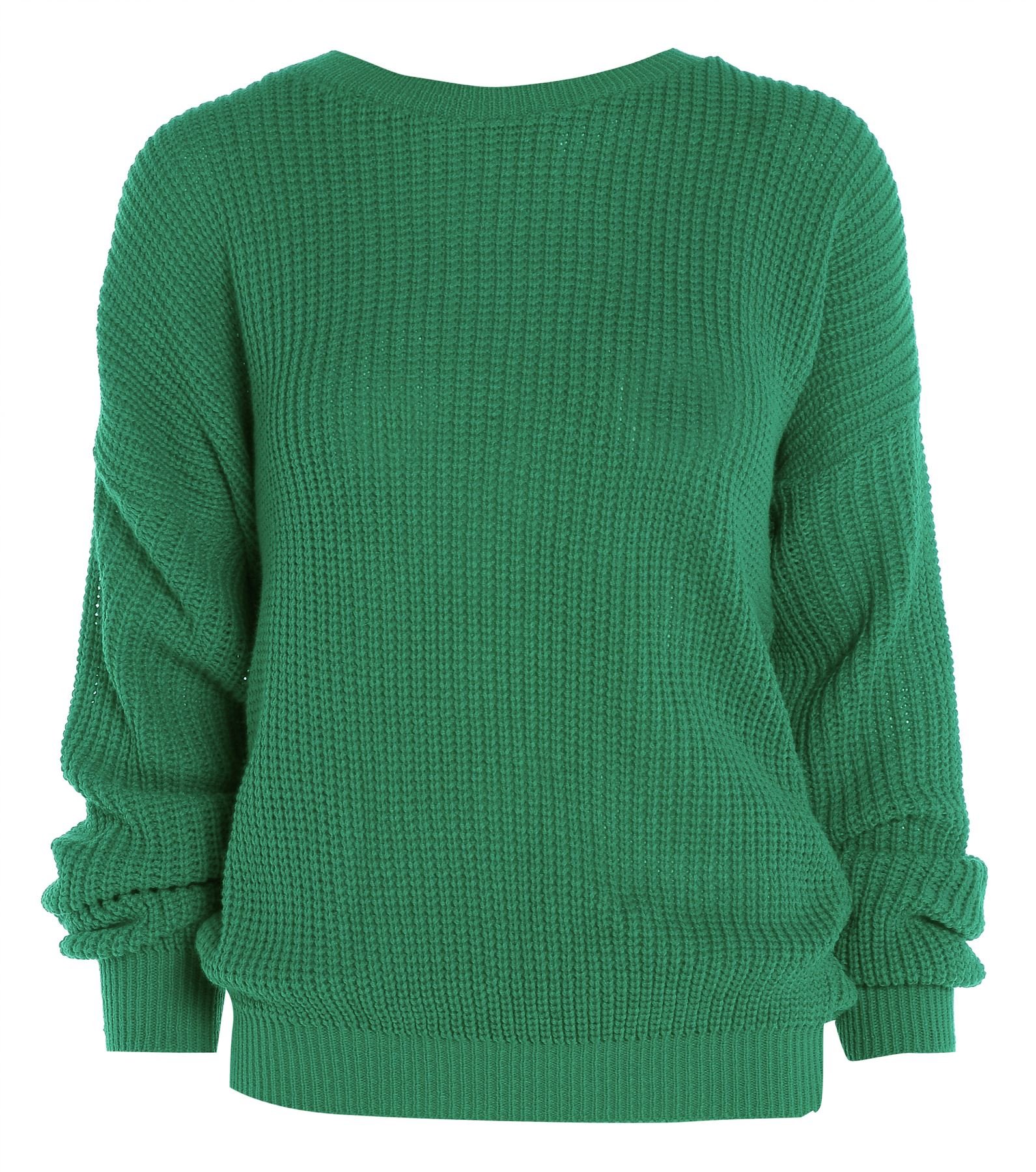 Trends Fashions Women's Green Plain Colour Baggy Jumper, Uk 12-14