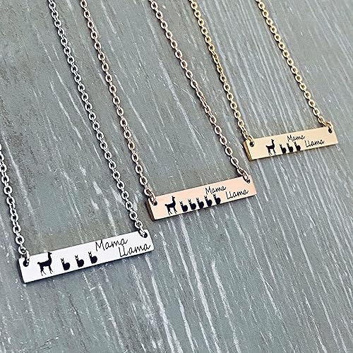 Miniatura 4 de Mama Llama Jewelry for Women, Mother's Horizontal Bar Necklace, Gift for Her - Choose Silver, Rose Gold or Yellow Gold in 16, 18, or 20 inch