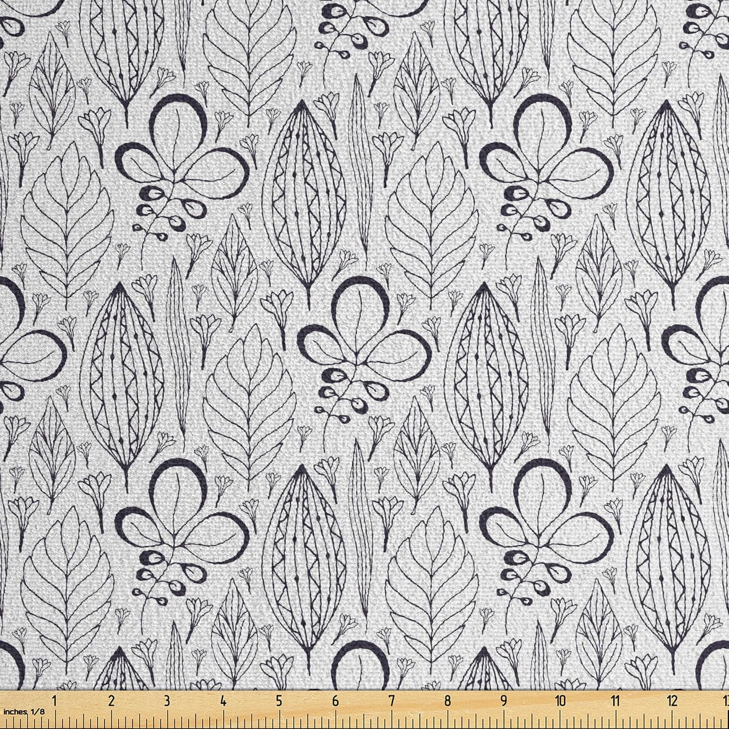 Ambesonne Botanical Faux Suede Fabric by The Yard, Pattern of Floral Style Wild Flowers and Field Herbs Illustration, for Indoor Outdoor DIY Projects Upholstery, 2 Yards, Petrol Blue and Seafoam