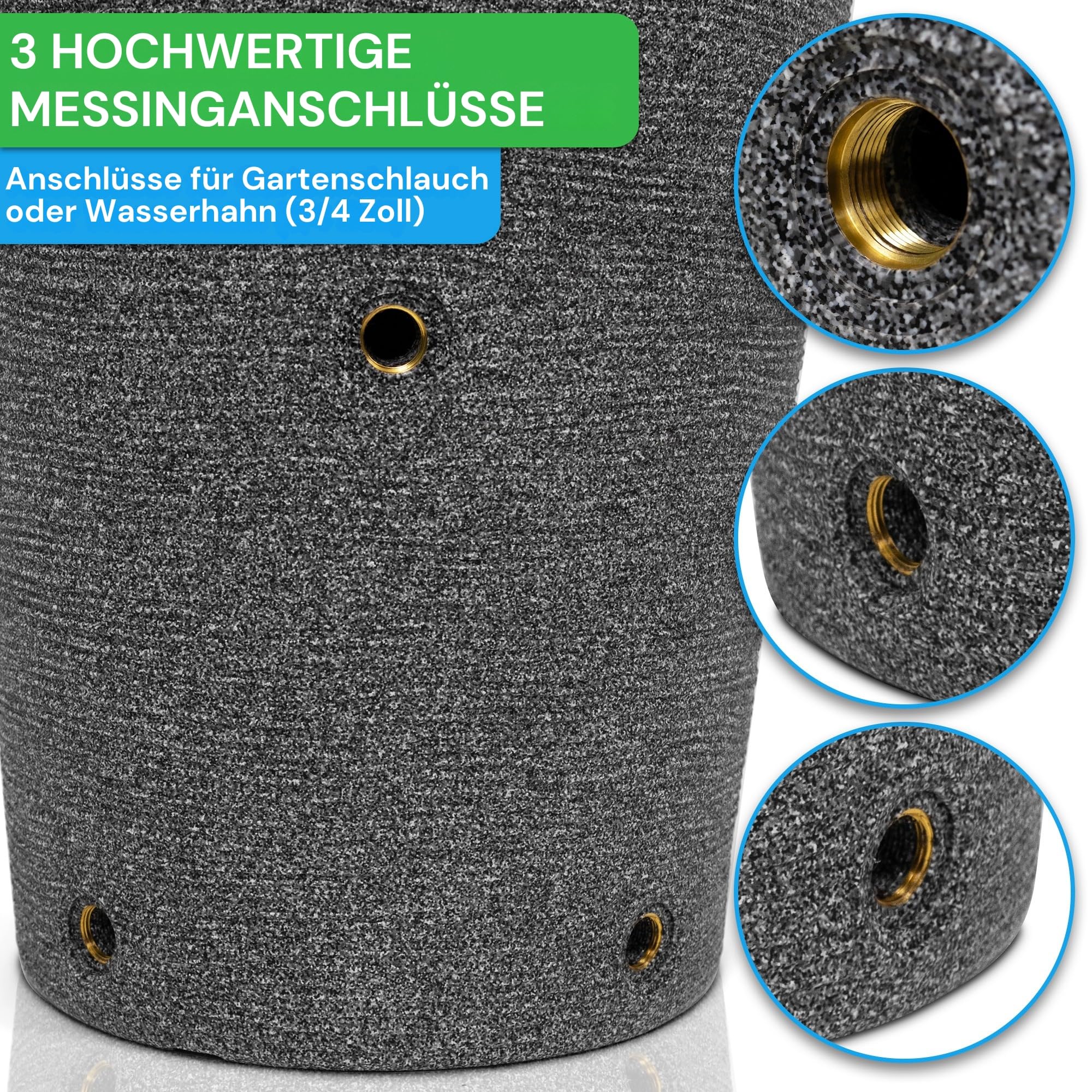 YourCasa Regentonne 120 Liter [Tubo Tank] mit Metallgewinde & Deckel - Regenfass Frostsicher aus Kunststoff - Regenwassertonne - Regenwassertank Garten Wassertank Regensammler Wasserfass Wassertonne