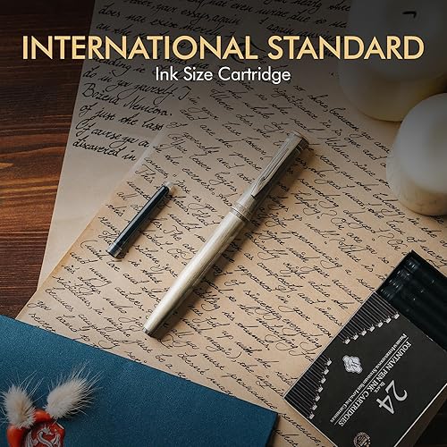 Miniatura 10 de Wordsworth & Black Paquete de 24 repuestos de tinta para pluma estilográfica, juego de 24 cartuchos de tinta negra, tamaño largo estándar